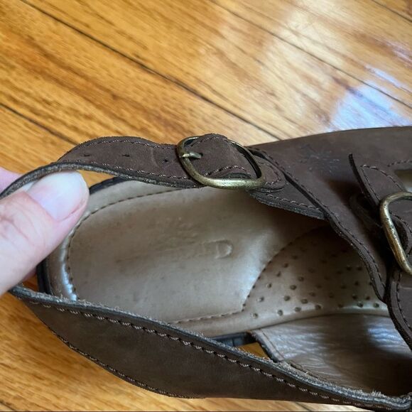 Woodland leather back strap sandal with dual buckle straps for adjustability